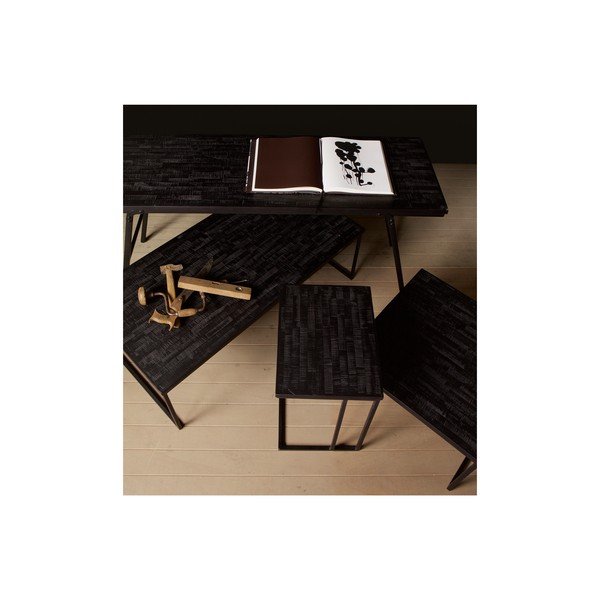 Crni stolić s daskom od recikliranog tikovog drva BePureHome Shape-image-4
