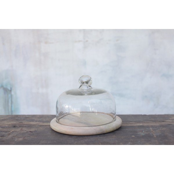 Mangew Wood Ladica sa staklenim otvorom Bell Dome-image-1