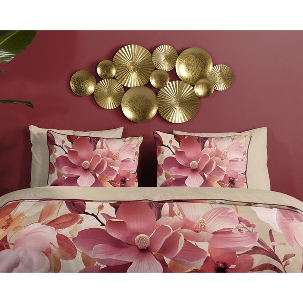 Ružičasta/bež posteljina za krevet za jednu osobu/za produženi krevet od pamučnog satena 140x220 cm Chaja – Descanso-image-2