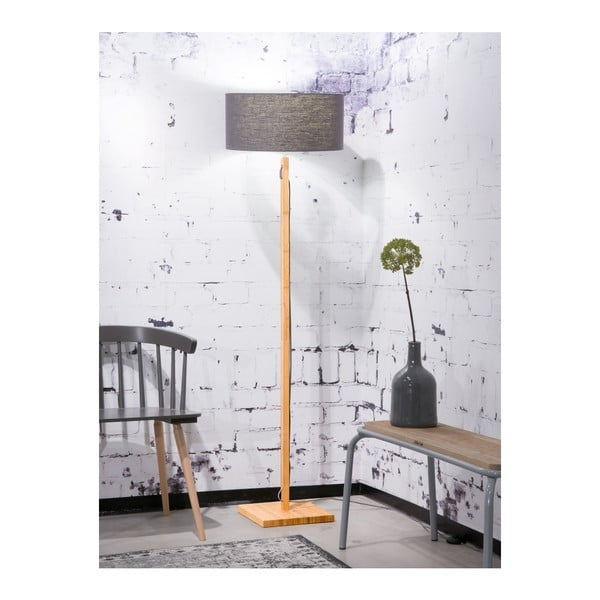 Podna svjetiljka s tamno sivim sjenilom i Good &amp; Mojo Fuji konstrukcijom od bambusa-image-1