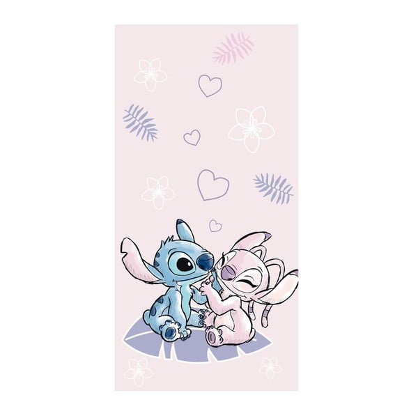 Ružičasti pamučan dječji ručnik 70x140 cm Lilo and Stitch "Pink" – Jerry Fabrics