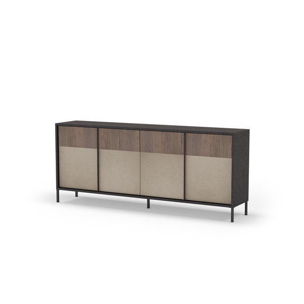 Antracitno siva/svjetlo smeđa niska komoda 206x86 cm Amalia – Marckeric-image-2