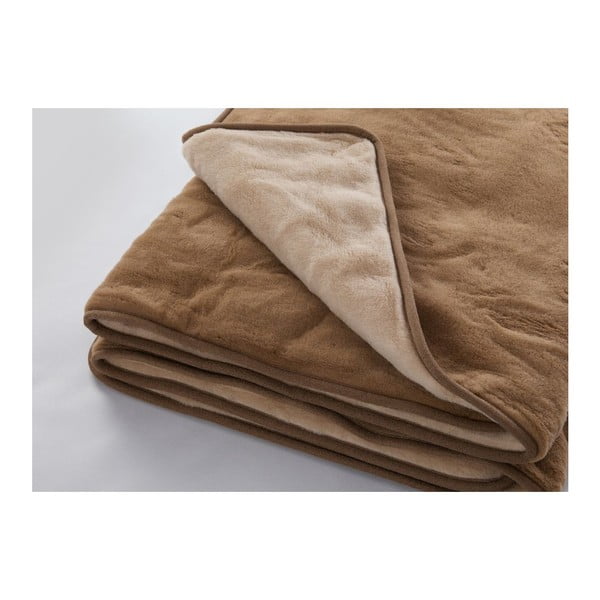 Smeđa deka od merino vune Royal Dream Quilt, 220 x 200 cm