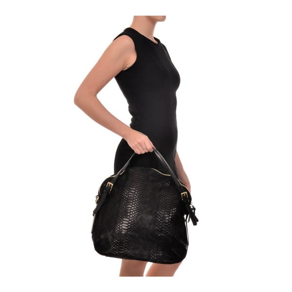 Crna kožna torbica Carla Ferreri Hobo-image-3