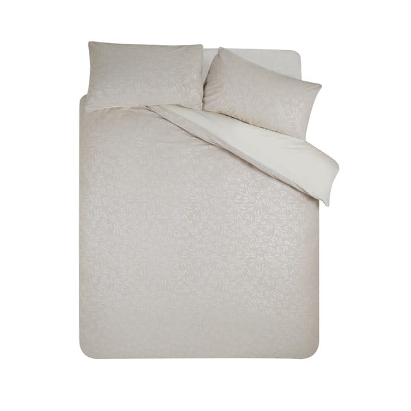 Sivo-bež posteljina za bračni krevet/za produženi krevet od jacquarda 230x220 cm Corded Leaves – Catherine Lansfield