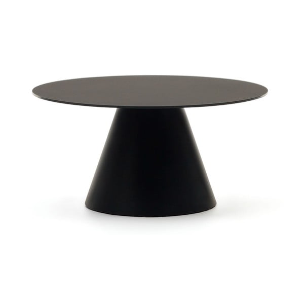 Crni okrugli stolić za kavu sa staklenom pločom stola ø 80 cm Wilshire – Kave Home