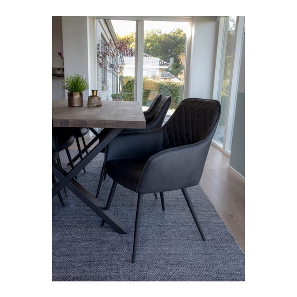 Tamno sive podstavljene blagovaonske stolice u setu s naslonima za ruke 2 kom Harbo – House Nordic-image-2