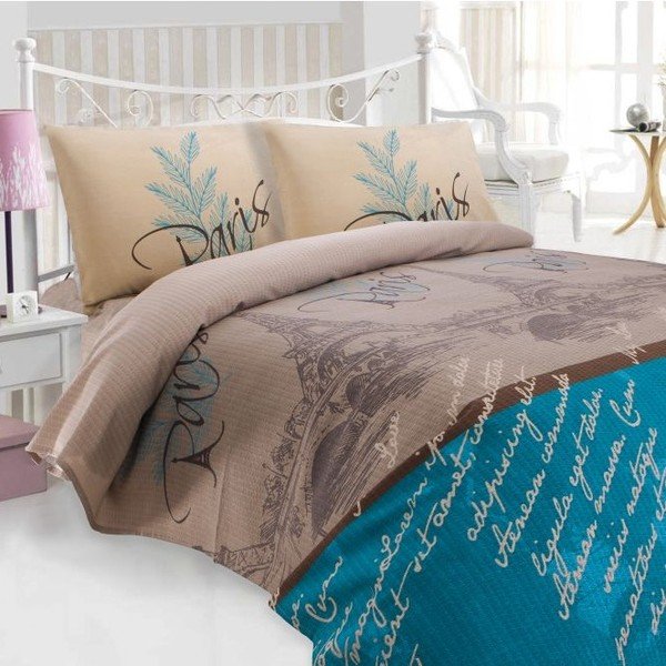 Posteljina Paris Blue / Brown, 200x230 cm