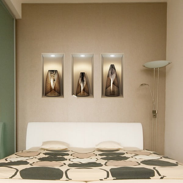 Set od 3 naljepnice s 3D efektom Ambiance Wooden Vases-image-1