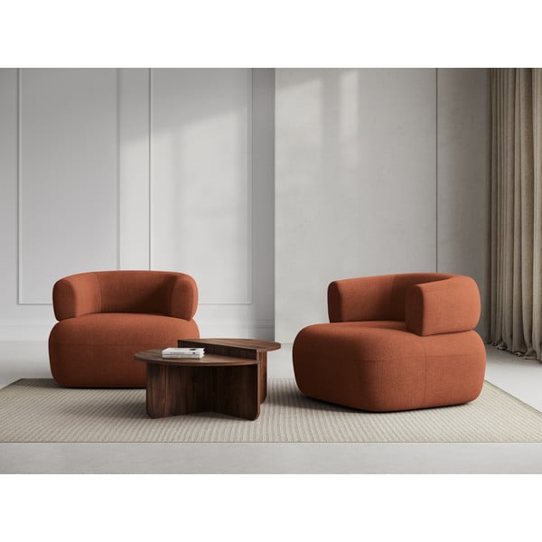 Ciglasta fotelja od bouclé tkanine Jenny – Micadoni Home-image-1