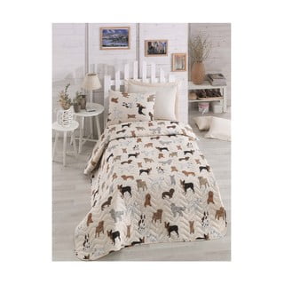 Krem pokrivač s jastučnicom za krevet za jednu osobu Peritos, 160 x 220 cm