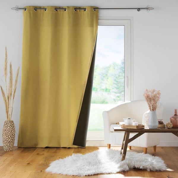 Žuta  zavjesa sa zvučnom izolacijom 140x260 cm Jupiter – douceur d'intérieur-image-3