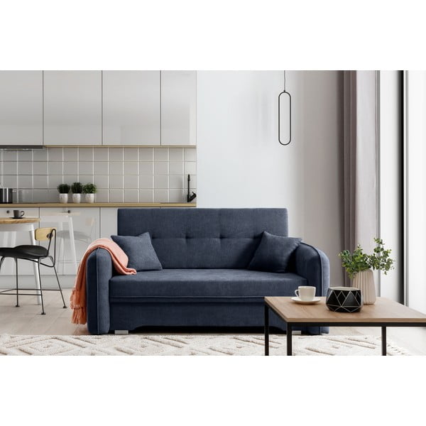 Tamno plava sklopiva/s prostorom za odlaganje sofa od šenila 155 cm Laine – ELTAP-image-1