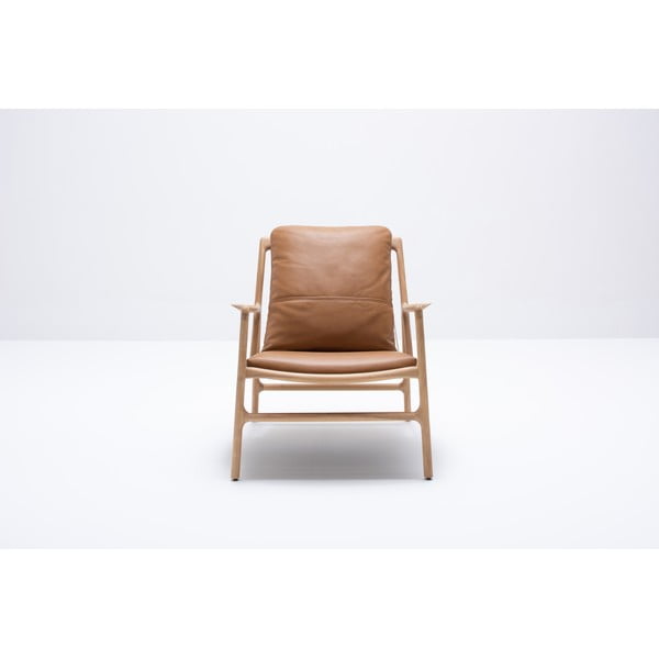 Smeđa/u prirodnoj boji kožna fotelja Dedo – Gazzda-image-4