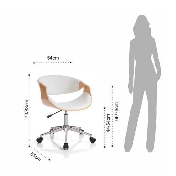 Bijela/u prirodnoj boji uredska stolica od umjetne kože Visby – Tomasucci-image-4