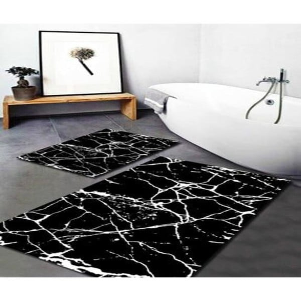 Bijele/crne kupaonske prostirke u setu 2 kom 60x100 cm Cracks – Mila Home-image-1