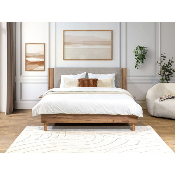 Svijetlo sivi bračni krevet s podnicom 140x190 cm Lior – Bobochic Paris-image-2