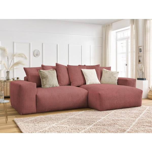 Ružičasta sklopiva/s prostorom za odlaganje kutna garnitura od samta Voltaire – Bobochic Paris-image-4