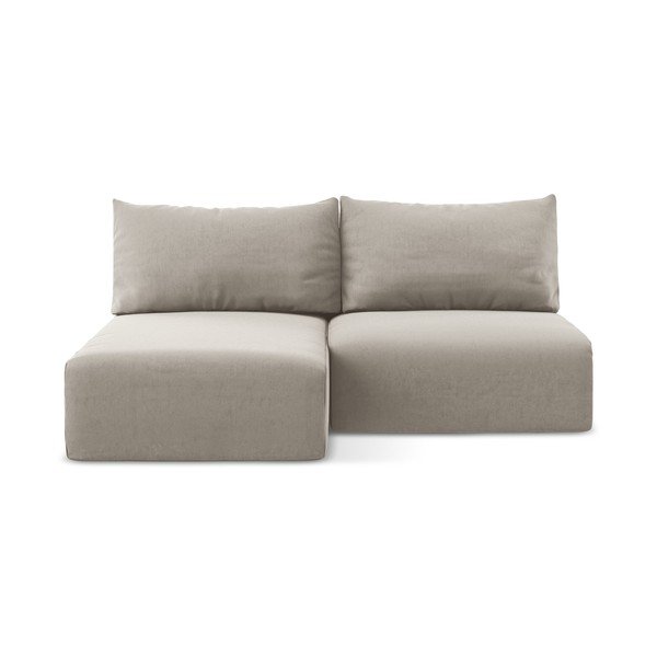 Smeđe-siva baršunasti sklopiva/s prostorom za odlaganje kutna garnitura (s lijevim kutom/s ležaljkom) Kalena – Makamii