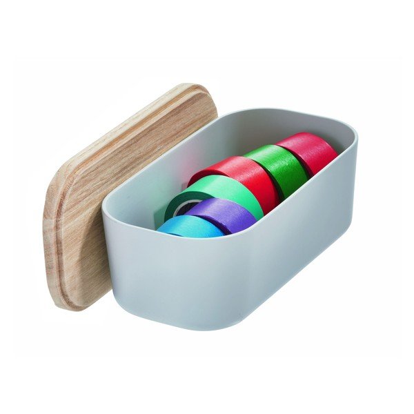 Siva kutija za pohranu s poklopcem od drveta paulovnije iDesign Eco, 9 x 18,3 cm-image-3