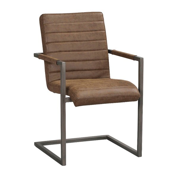 Smeđa stolica s crnim metalnim postoljem Rowico Clive