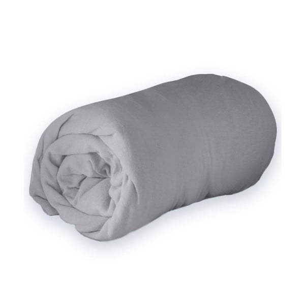 Svijetlo siva plahta s gumom od jeseya 90x190 cm Jersy – douceur d'intérieur-image-3