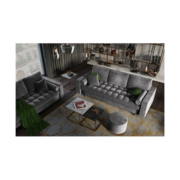 Tamnosivi baršunasti kauč na razvlačenje Milo Casa Santo-image-1