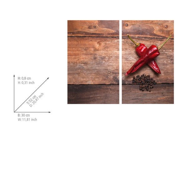 Poklopci za štednjake od kaljenog stakla u setu od 2 kom 52x30 cm Pepper - Allstar-image-2
