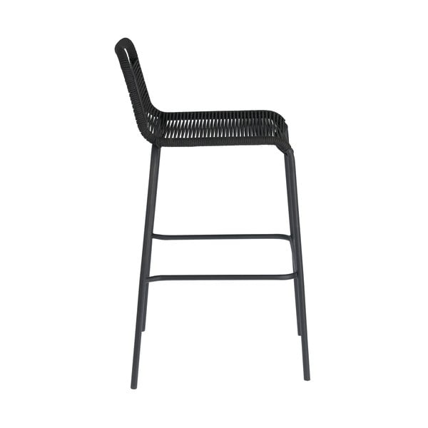 Crna barska stolica sa čeličnom konstrukcijom La Forma Glenville, visina 74 cm-image-2