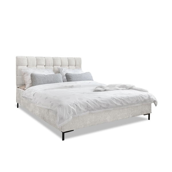 Krem tapecirani bračni krevet s podnicom 180x200 cm Eve – Miuform