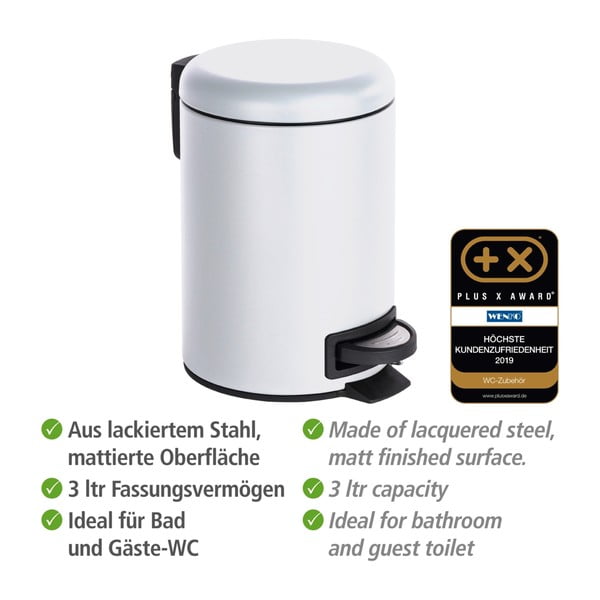 Bijela kanta za smeće Wenkoo Leman, 3 l-image-3