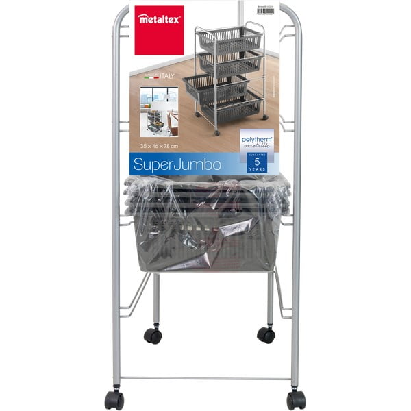 Tamno sivi/u srebrnoj boji regal na kotačima 46x78 cm – Metaltex-image-3