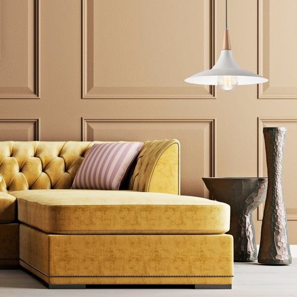 Bijela viseća svjetiljka s metalnim sjenilom ø 30 cm Ufo – LAMKUR-image-3