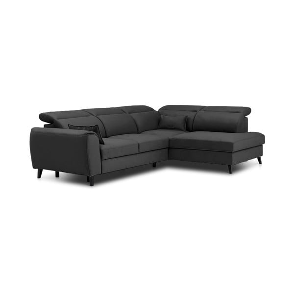 Tamno siva baršunasti sklopiva/s prostorom za odlaganje kutna garnitura (s desnim kutom/u obliku slova L) Noble – ELTAP-image-2