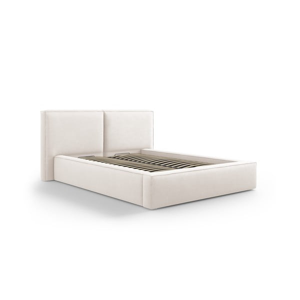 Bež tapecirani bračni krevet s prostorom za pohranu s podnicom 140x200 cm Arendal – Cosmopolitan Design