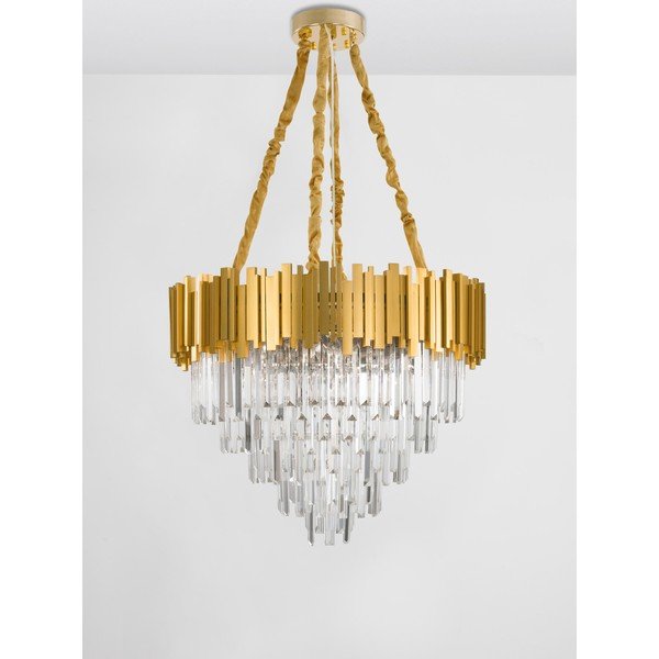 Metalna viseća svjetiljka u zlatnoj boji s kristalnim sjenilom ø 73 cm Grane – Nova Luce-image-4