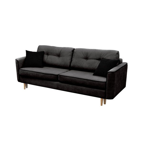 Crni trosjed na razvlačenje sa svijetlim nogama Mazzini Sofas Ivy-image-1
