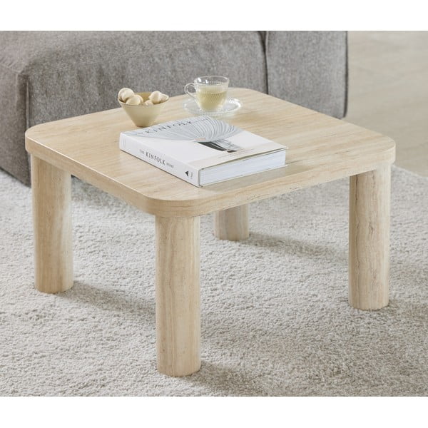 Bež stolić za kavu u mramornom dekoru 60x60 cm Solano – Actona-image-1