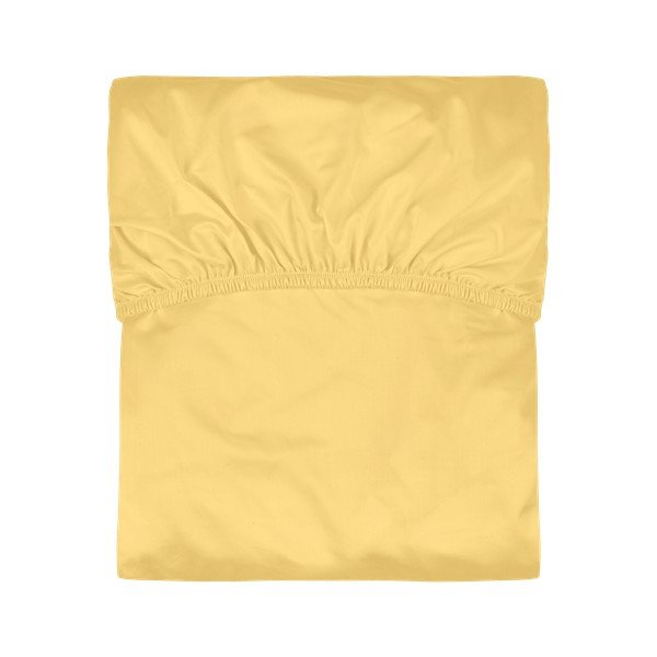 Žuta  pamučna plahta s gumom 180x200 cm Oba – noo.ma