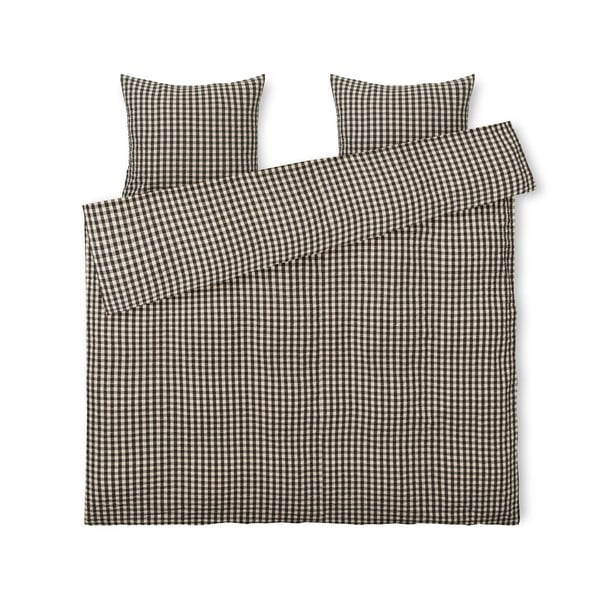 Crno-bež posteljina za bračni krevet-za produženi krevet od krepa 200x220 cm Bæk&Bølge – JUNA