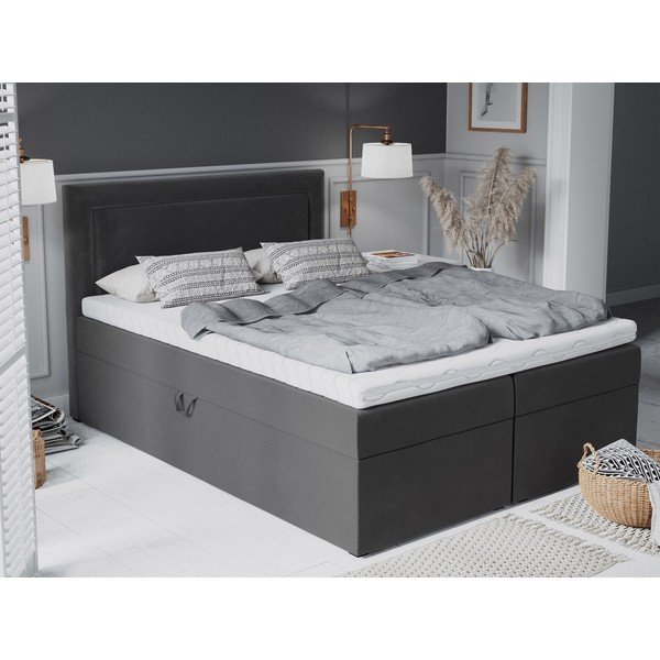 Tamnosivi baršunasti bračni krevet Mazzini Beds Mimicry, 180 x 200 cm-image-1