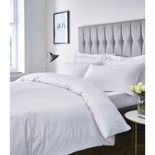 Bijela posteljina za bračni krevet 200x200 cm Satin Stripe - Catherine Lansfield