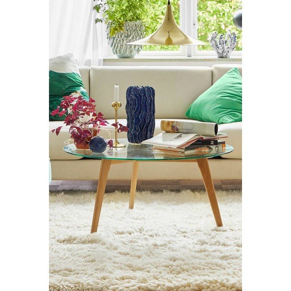 Okrugao stolić za kavu od punog hrasta u prirodnoj boji ø 90 cm Malevik – Jotex-image-3