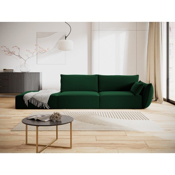 Tamno zelena baršunasta sofa s desnim kutom 264 cm Vanda – Mazzini Sofas-image-1