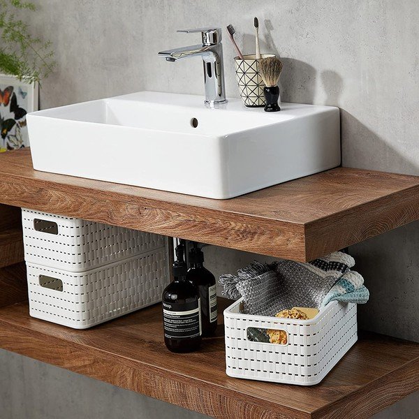 Bijela košara za pohranu od reciklirane plastike Country - Rotho-image-1