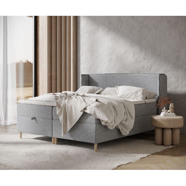 Sivi boxspring krevet s prostorom za pohranu 160x200 cm Monpelli – Maison de Rêve-image-1