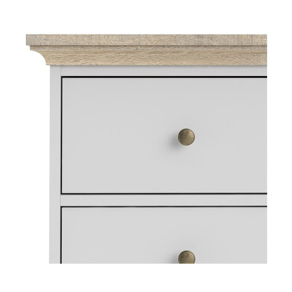 Bijela komoda s detaljima u hrastovom dekoru Tvilum Paris, 96 x 140 cm-image-1