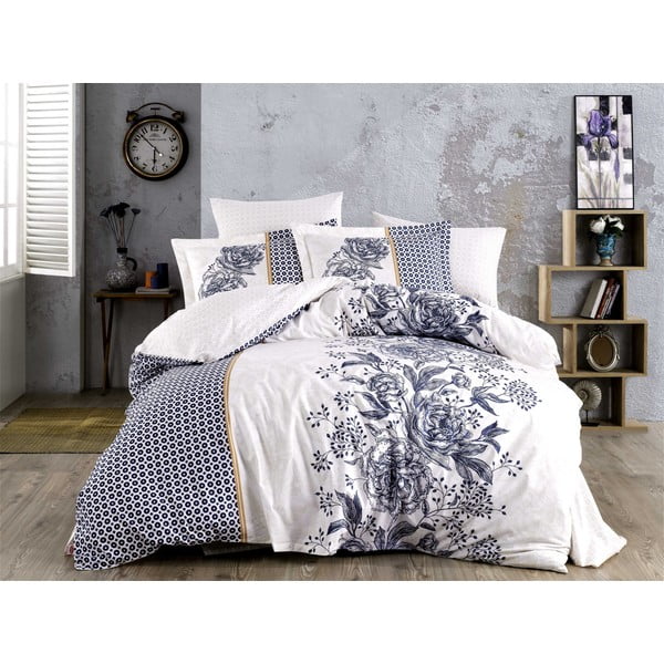 Posteljina s bračnim krevetom od poplina Hobby Arianna Blue, 200 x 220 cm