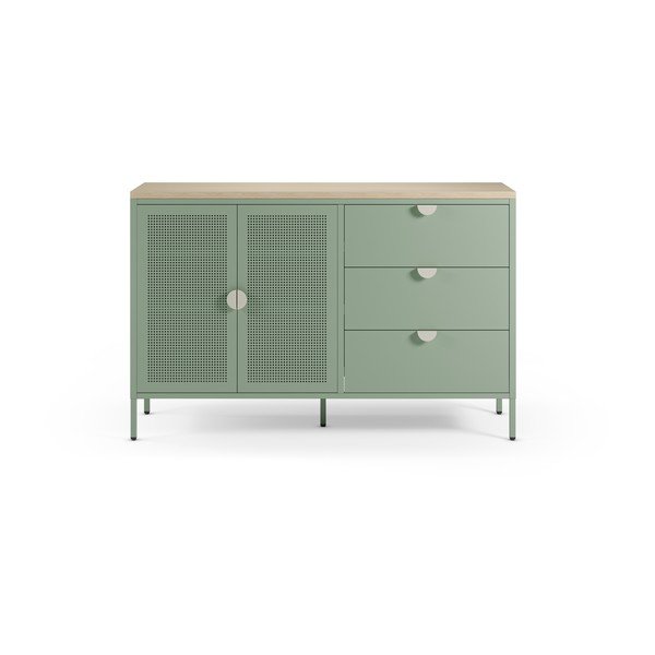 Mentol zelena/u prirodnoj boji metalna komoda 140x90x40 cm Sayla – Marckeric