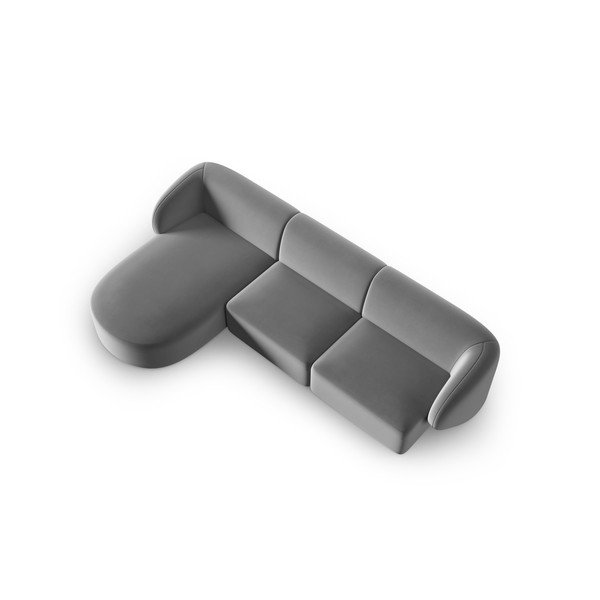 Siva baršunasti kutna garnitura (s lijevim kutom/s ležaljkom) Paolo – Milo Casa-image-2